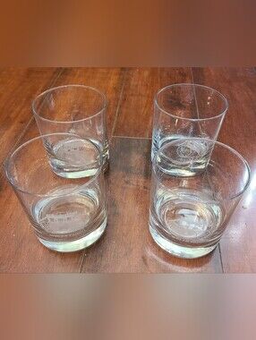 Vintage Wells Fargo Etched Stagecoach Whiskey Glasses - Set of 4 (Pristine...